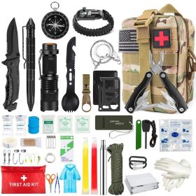 Outdoor SOS Emergency Survival Kit Multifunction Survival Tool Tactical Civil (Color: CP, Ships From: China)