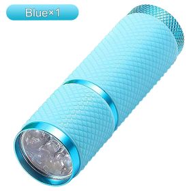 Glow In Dark Flashlight Rubber Coated Mini 9 LED Flashlight Portable Handy (Color: Blue-1PC Without Battery)
