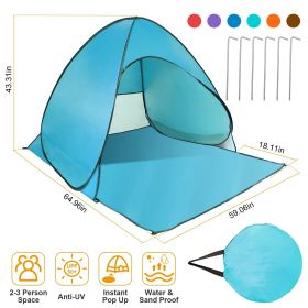 Pop Up Beach Tent Sun Shade Shelter Anti-UV Automatic Waterproof Tent Canopy (Color: Green)