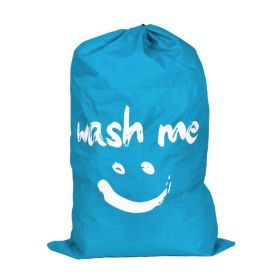 Clean Laundry Bags Nylon Travel Laundry Bag with Drawstring Machine Washable (Color: Blue)