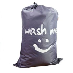 Clean Laundry Bags Nylon Travel Laundry Bag with Drawstring Machine Washable (Color: Grey)