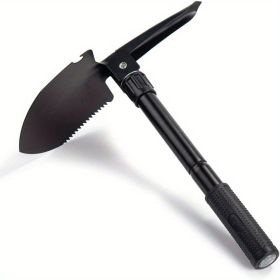 1pc Portable Foldable Camping Shovel Multifunctional Hiking Tool (Color: Black)
