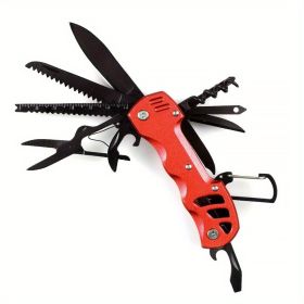 1pc 16-in-1 Multifunctional Pocket Knife Set with Keychain Holder (Color: Red)