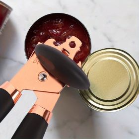 1pc Kitchen Multifunctional Can Opener Stainless Steel Canning Tool (Color: Black)