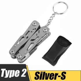 Multifunction Stainless Steel Multitool Pocket Knife Pliers Folding Pliers Mini (Color: Silver, size: S)