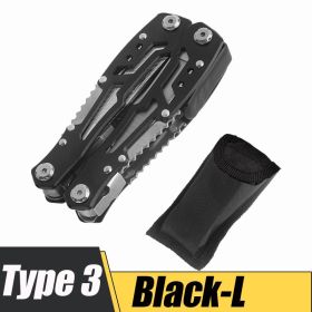 Multifunction Stainless Steel Multitool Pocket Knife Pliers Folding Pliers Mini (Color: Black, size: L)