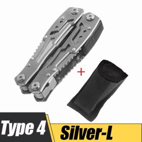 Multifunction Stainless Steel Multitool Pocket Knife Pliers Folding Pliers Mini (Color: Silver, size: L)