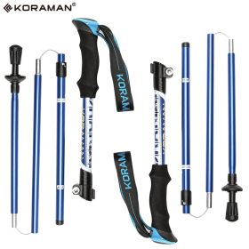 KORAMAN Collapsible Trekking Poles – Adjustable 37-43" Lightweight Hiking Sticks (Color: Blue)