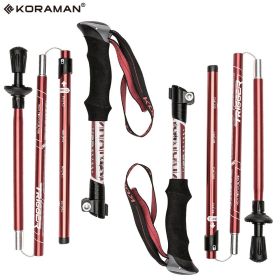 KORAMAN Collapsible Trekking Poles – Adjustable 37-43" Lightweight Hiking Sticks (Color: Red)
