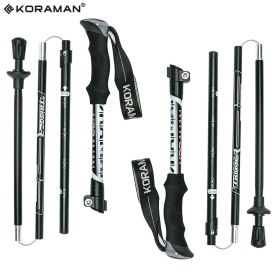KORAMAN Collapsible Trekking Poles – Adjustable 37-43" Lightweight Hiking Sticks (Color: Black)