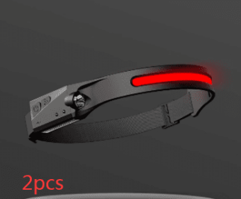 COB LED Induction Riding Headlamp Flashlight USB Rechargeable Waterproof (Color: Red 2pcs, Electrical outlet: USB)