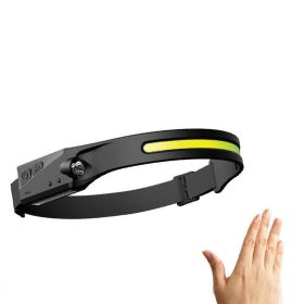 COB LED Induction Riding Headlamp Flashlight USB Rechargeable Waterproof (Color: 2PCBlack, Electrical outlet: USB)