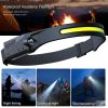 COB LED Induction Riding Headlamp Flashlight USB Rechargeable Waterproof