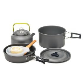 Outdoor portable 2-3 person camping stove cover pot picnic cooker non stick (colour: black)