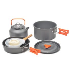Outdoor portable 2-3 person camping stove cover pot picnic cooker non stick (colour: orange)