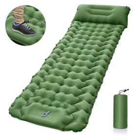 Outdoor Camping Sleeping Pad Inflatable Mattress With Pillows Ultralight Air (Color: Green)