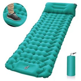 Outdoor Camping Sleeping Pad Inflatable Mattress With Pillows Ultralight Air (Color: Peacock Blue)