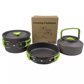 Lightweight Outdoor Cooking Utensils Kit for Camping (Color: Green)