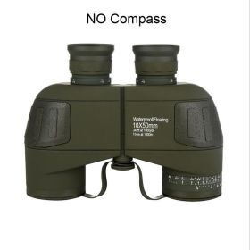HD 10X50 High Power Binoculars with Rangefinder Compass for Hunting Boating Bird (Color: NO Compass Green)