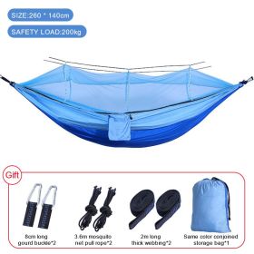 Sleeping hammock Outdoor Camping Hanging Sleeping Bed Swing Portable Double (Color: Upgrade mixed blue, Ships From: China)