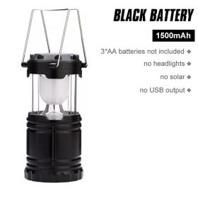 Solar LED Camping Light Portable Camping Lamp USB Rechargeable Flashlight (Ships From: CN, Wattage: Only battery)