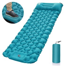 Outdoor inflatable pad foot pedal light portable outdoor camping inflatable (Color: Blue)