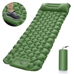 Outdoor inflatable pad foot pedal light portable outdoor camping inflatable (Color: Green)