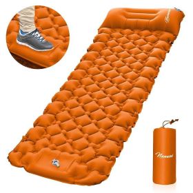 Outdoor inflatable pad foot pedal light portable outdoor camping inflatable (Color: Orange)