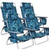 Reclining Backpack Beach Chair with Pillow - 4-Pack Set