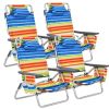 Reclining Backpack Beach Chair with Pillow - 4-Pack Set