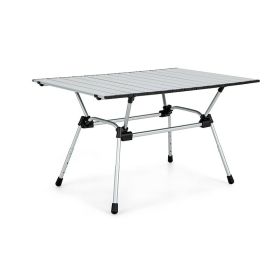 Adjustable HeavyDuty Outdoor Folding Camping Table (Color: Silver)