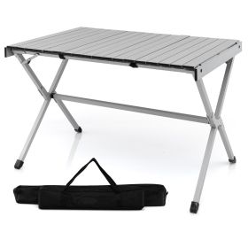 Portable Aluminum Camping Table with Carrying Bag for 4-6 People (Color: Grey)