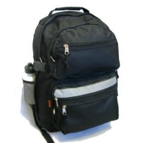 19 Inch Large Backpack with Water Bottle for Unisex Teen-Adult (Color: Black)