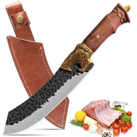 Qulajoy Boning Knife Hand Forged Camping Knife 7Cr17MOV Blade Dragon Head Handle (size: Butcher Knife)
