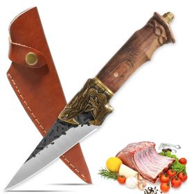Qulajoy Boning Knife Hand Forged Camping Knife 7Cr17MOV Blade Dragon Head Handle (size: Multiuse Knife)