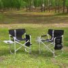 Padded Folding Outdoor Chair with Side Table and Storage Pockets