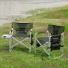 Padded Folding Outdoor Chair with Side Table and Storage Pockets