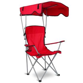 Foldable Beach Canopy Chair Sun Protection Camping Lawn Canopy Chair 330LBS Load (Color: Red)
