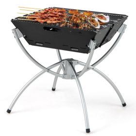 3-in-1 Camping Campfire Grill with Stainless Steel Grills (Color: Silver)