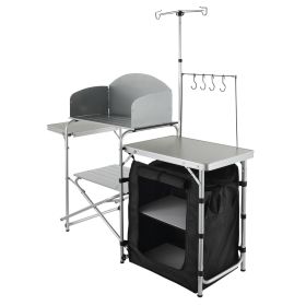 VEVOR Camping Kitchen Table Folding Outdoor Cooking Table with Storage (QTY: 1 Cupboard, Color: Black)