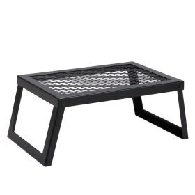 Folding Campfire Grilling Rack for Outdoor Open Flame Cooking (Color: Black, size: 18.0 Inches)