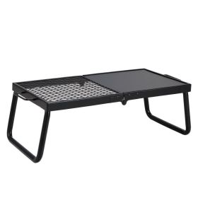 Folding Campfire Grilling Rack for Outdoor Open Flame Cooking (Color: Black, size: 22.4 Inches)
