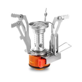 Camping Stoves Portable Backpacking Hiking Stoves Cooking Tools (Color: Silver and Orange)
