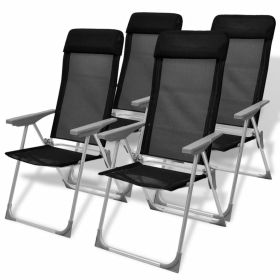 Camping Chairs Aluminum 22 x 23. 6 x 44.1 (QTY: 4, Color: Black)