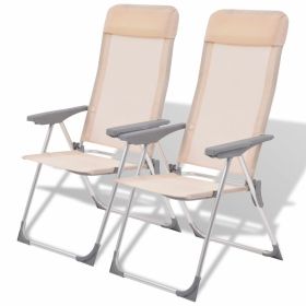 Camping Chairs Aluminum 22 x 23. 6 x 44.1 (QTY: 2, Color: CREAM)