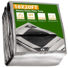 Heavy Duty Poly Tarp with Silver and Black Sides (size: 16 X 12ft)