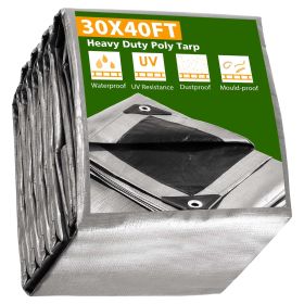 Heavy Duty Poly Tarp with Silver and Black Sides (size: 30 X 40ft)