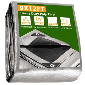 Heavy Duty Poly Tarp with Silver and Black Sides (size: 9 X 12ft)