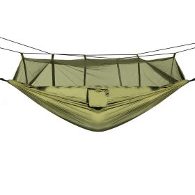 Heavy Duty 2-Person Hammock with Mosquito Net for Outdoor Camping (Color: Green)