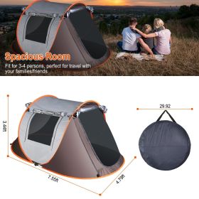 Pop Up Tent Automatic Setup Camping Tent Waterproof Instant Setup Tent (Color: Khaki, Type: 3 to 4 Person)